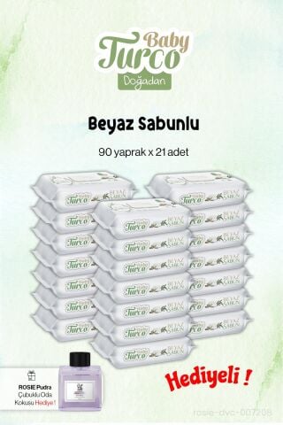 Baby Turco Beyaz Sabunlu 90'lı, 21 Paket ve Rosie Koku Hediye