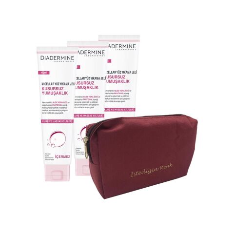 Diadermine Micellar Yüz Yıkama Jeli Kusursuz Yumuşaklık 150 ml x 3 ve 'İstediğin Sen' Çanta Hediyeli