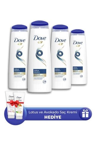 Dove Şampuan Yoğun Onarıcı 350 ml 4 Adet, 2 Çeşit Saç Kremi Hediye