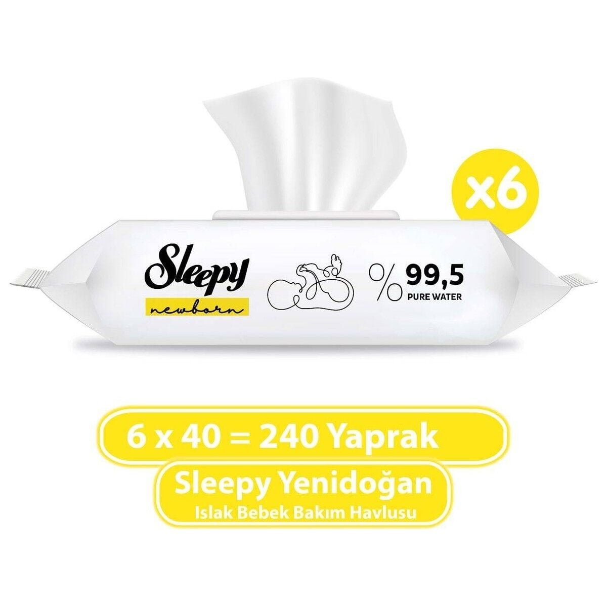 Sleepy Yenidoğan Islak Bebek Havlusu 6x40 (240 Yaprak)