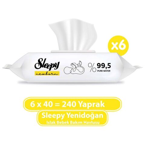 Sleepy Yenidoğan Islak Bebek Havlusu 6x40 (240 Yaprak)