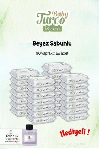 Beyaz Sabunlu 29 Paket Baby Turco, 90'lı ve Rosie Koku Hediye