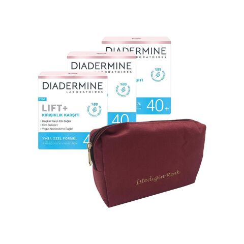 Diadermine Kırışıklık Karşıtı Krem Lift+ 40+ x 3 ve 'İstediğin Sen' Çanta Hediyeli