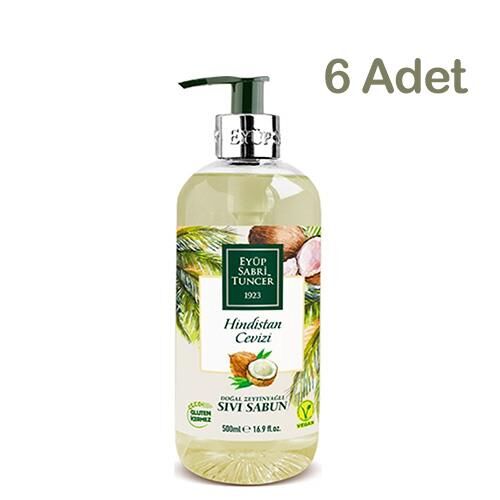 Eyüp Sabri Tuncer Hindistan Cevizi Doğal Zeytinyağlı Sıvı Sabun 500 ml X 6 Adet