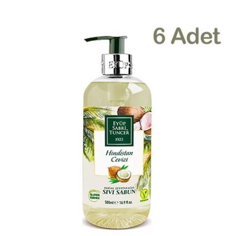 Eyüp Sabri Tuncer Hindistan Cevizi Doğal Zeytinyağlı Sıvı Sabun 500 ml X 6 Adet