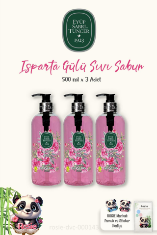 Eyüp Sabri Tuncer Isparta Gülü Sıvı Sabun 500 ml 3 Adet ve ROSIE Temizleme Pamuğu