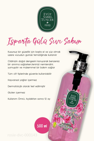 Eyüp Sabri Tuncer Isparta Gülü Sıvı Sabun 500 ml 3 Adet ve ROSIE Temizleme Pamuğu