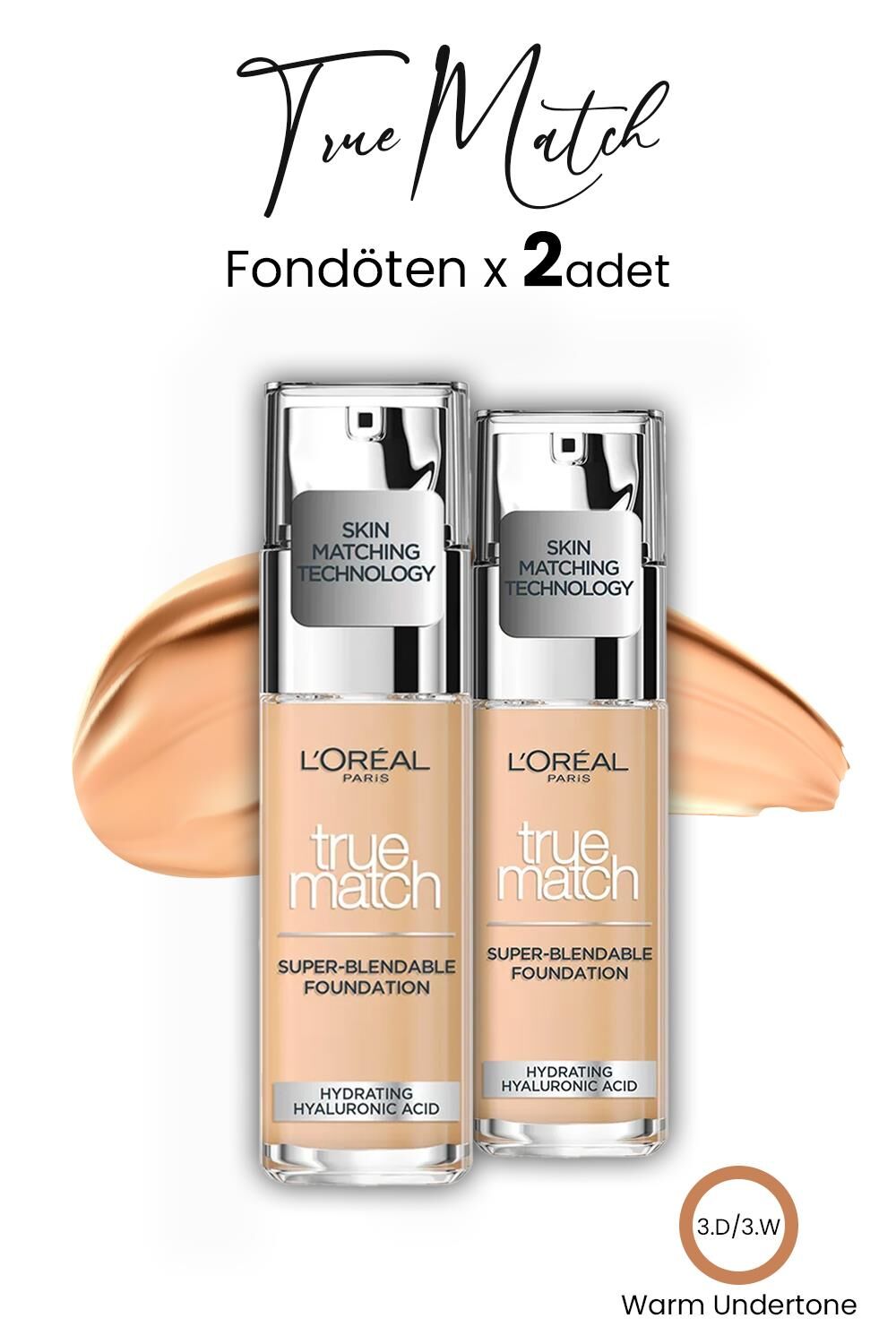 Loreal Paris True Match Fondöten  Warm Undertone 3.D/3.W x 2 Adet