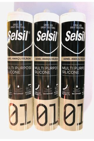 Selsil Genel Amaçlı Silikon Şeffaf 3 Adet 280 gr (Şeffaf)