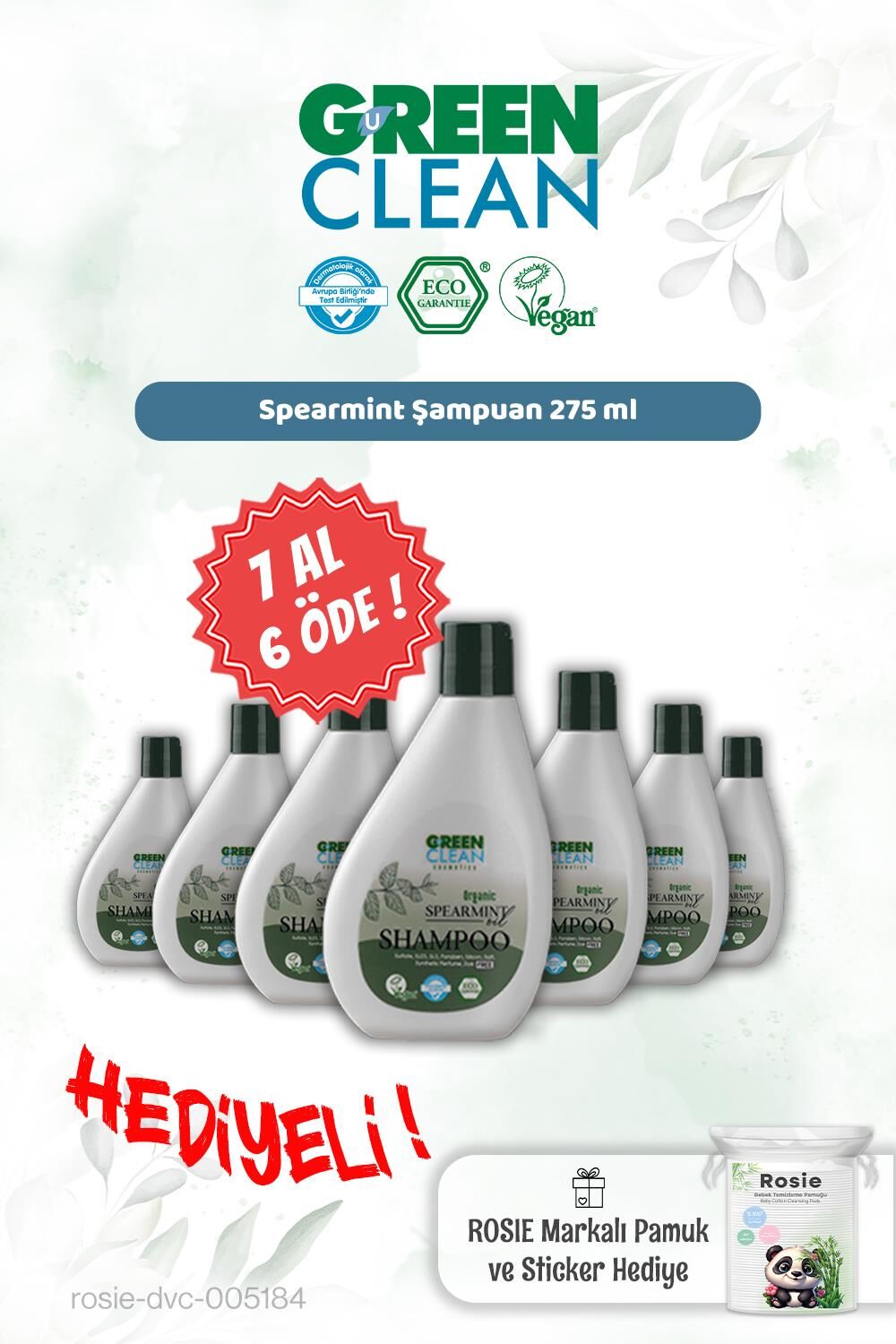 Green Clean Spearmint Şampuan 275 ml 7 AL 6 ÖDE ve Rosie Hediye