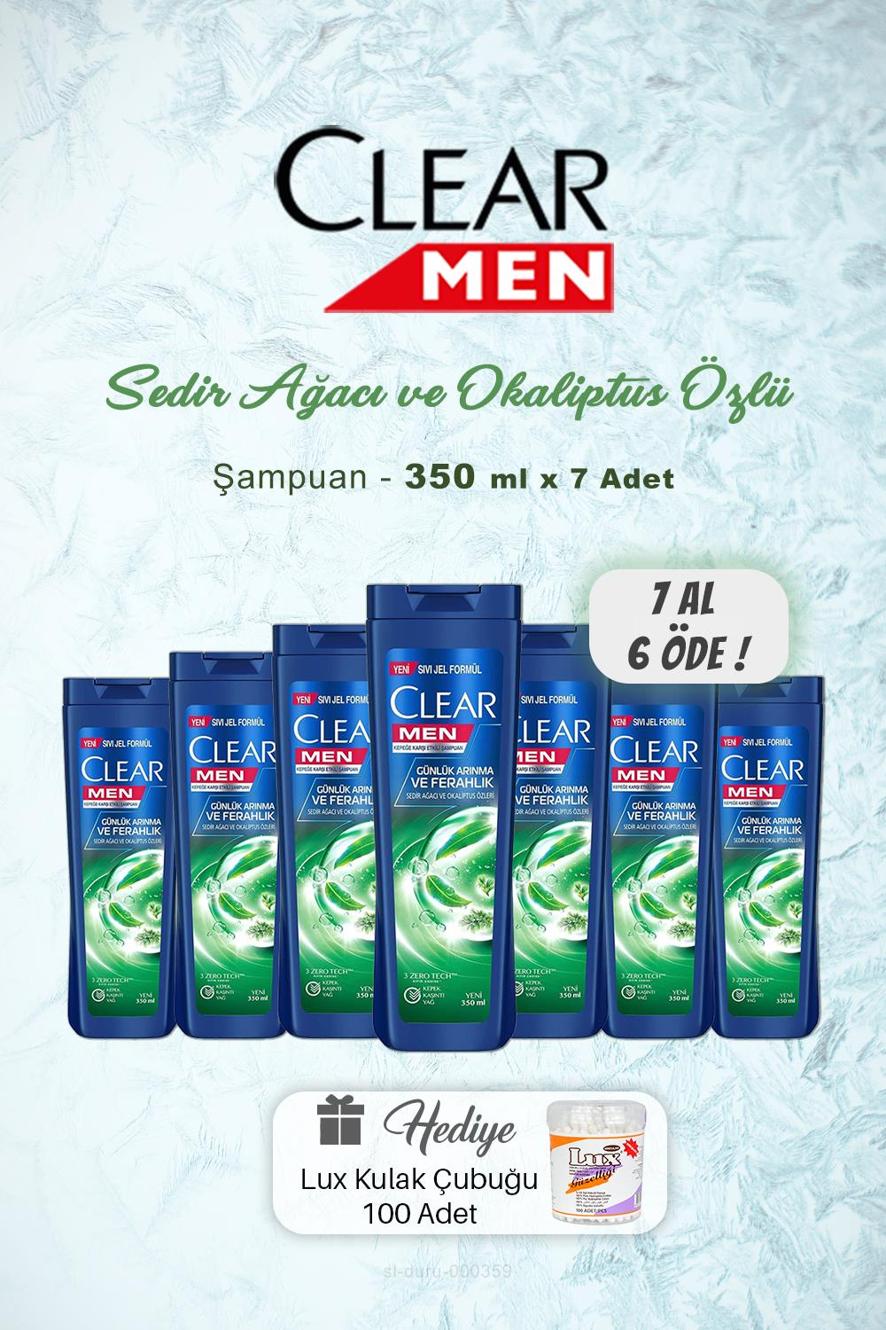 7 AL 6 ÖDE Clear Men Günlük Arındırıcı Şampuan 350 ml, Kulak Çubuğu Hediyeli