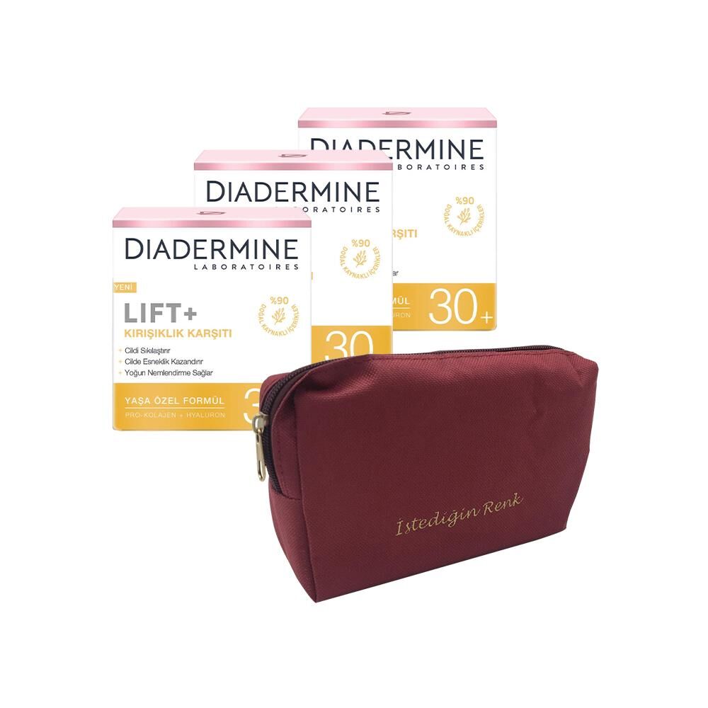 Diadermine Kırışıklık Karşıtı Krem Lift+ 30+ x 3 ve 'İstediğin Sen' Çanta Hediyeli
