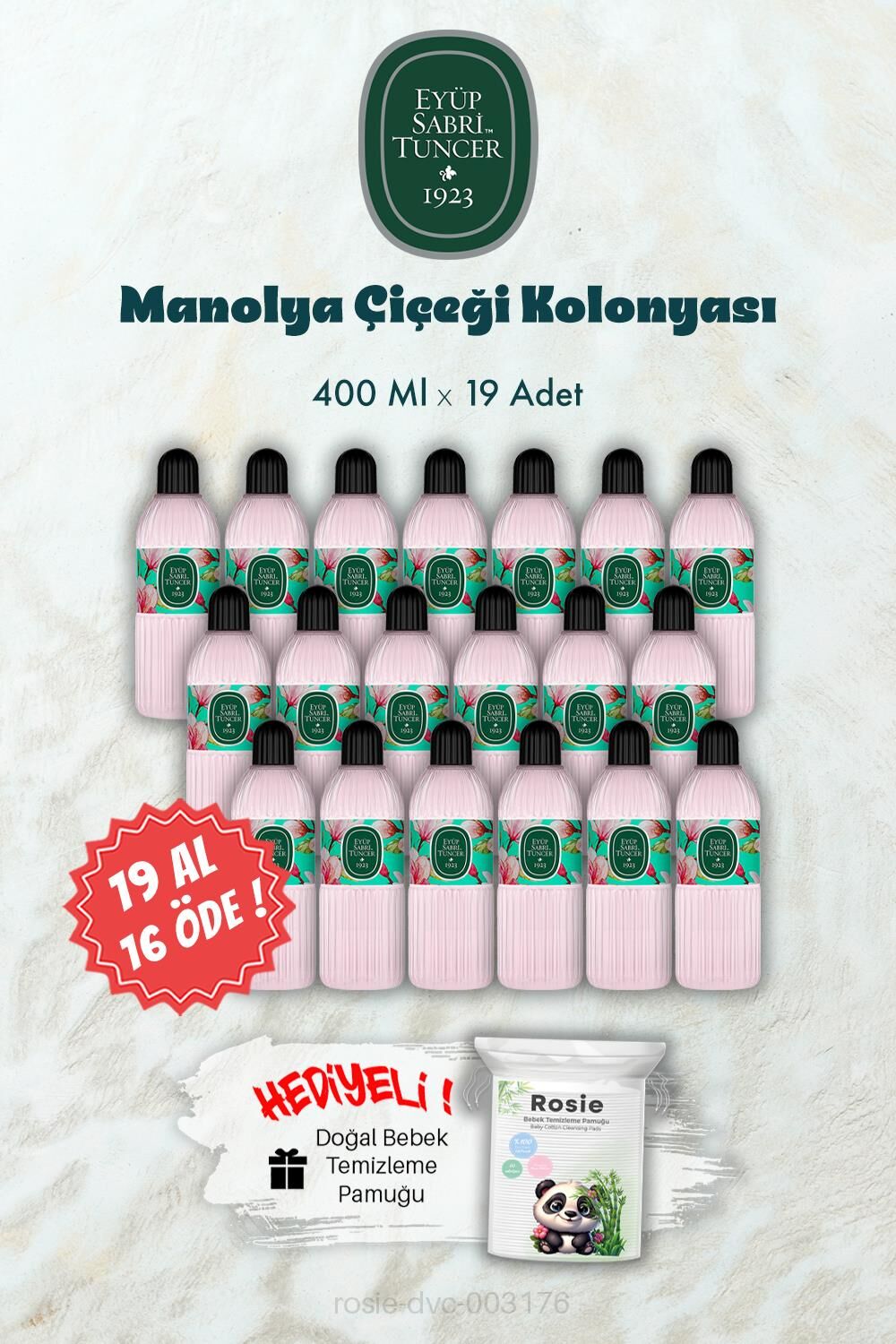 Manolya Çiçeği Kolonyası 19 AL 16 ÖDE 400 ML ve ROSIE Hediye