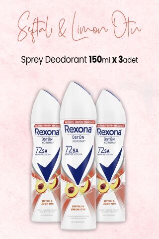 Rexona Kadın Sprey Deodorant Şeftali ve Limon Otu 150 ml x 3 Adet