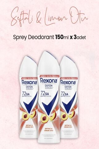 Rexona Kadın Sprey Deodorant Şeftali ve Limon Otu 150 ml x 3 Adet