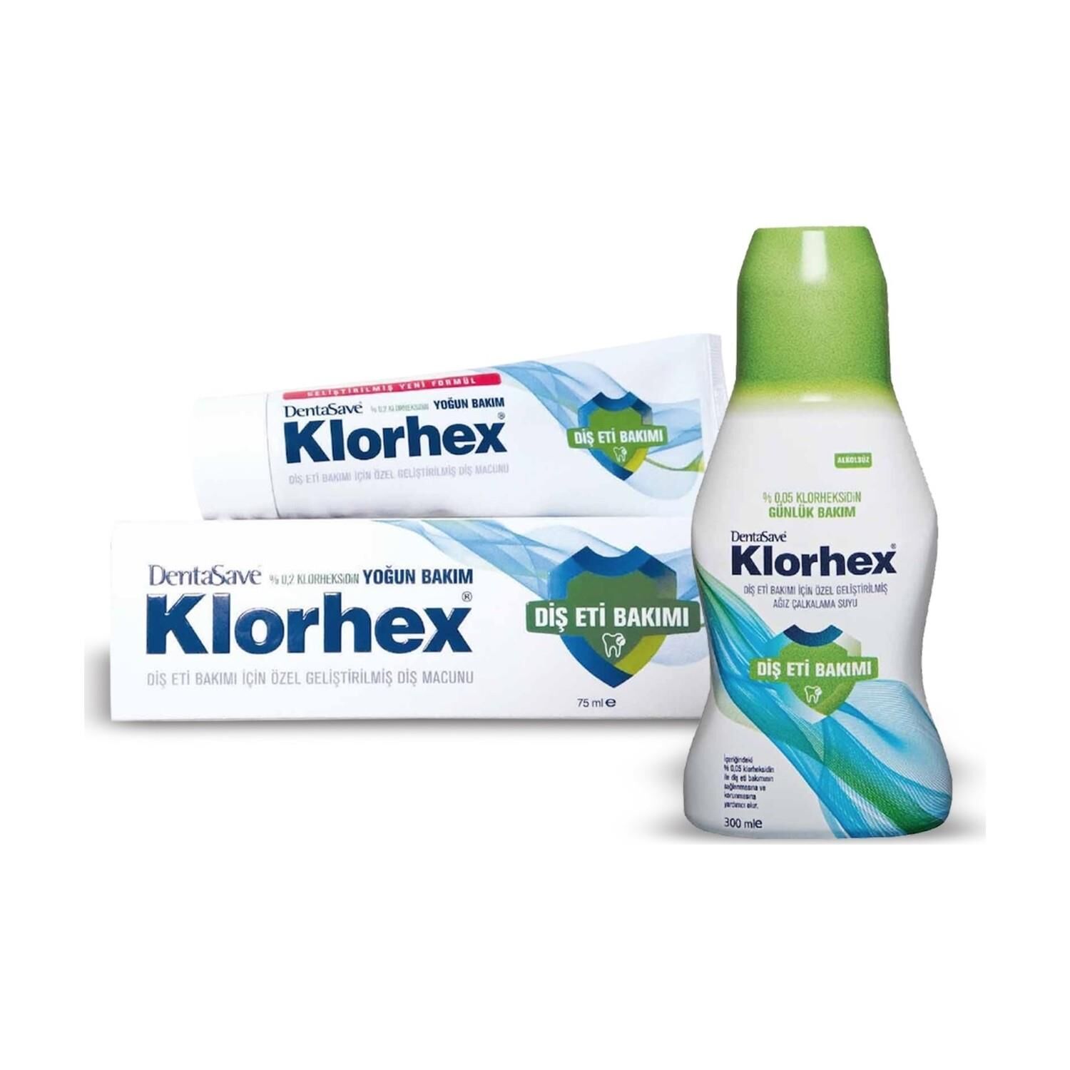 Dentasave Klorhex Günlük Bakım Ağız Çalkalama Suyu 300 ml ve Yoğun Bakım Diş Macunu 75 ml