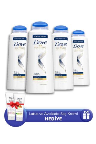 Dove Yoğun Onarıcı Şampuan 600 ML 4 Adet, 2 Çeşit Saç Kremi Hediye