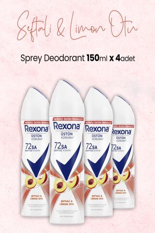 Rexona Kadın Sprey Deodorant Şeftali ve Limon Otu 150 ml x 4 Adet