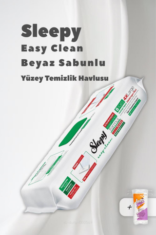 Sleepy 4 XL Mopa Uyumlu Beyaz Sabun Temizlik Havlusu ve 50 Gr Pamuk