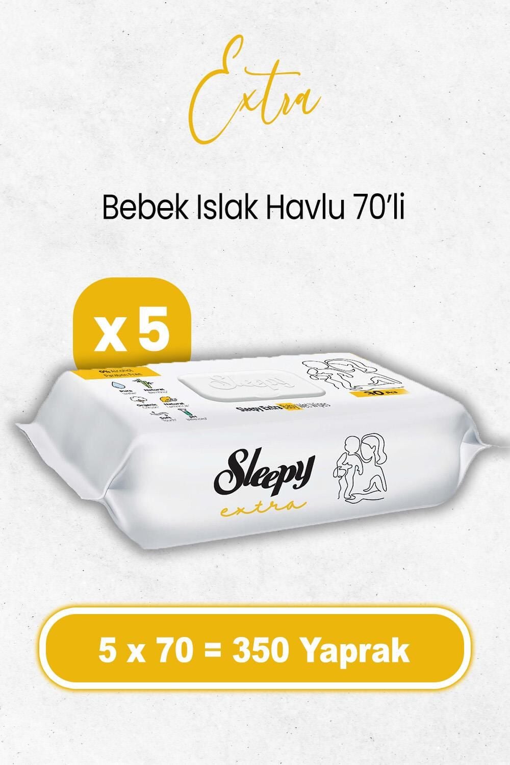 Sleepy Extra Islak Bebek Mendil 70 x 5 Adet (350 Yaprak)