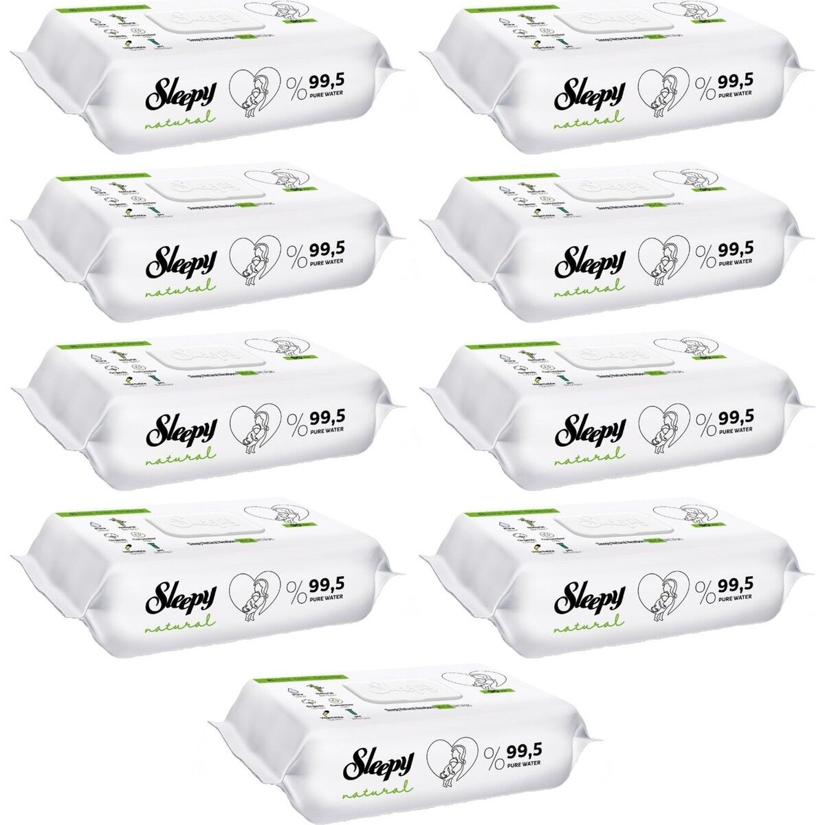 Sleepy Islak Havlu 90 Yaprak Natural Yenidoğan 9 Lu 810 Yaprak