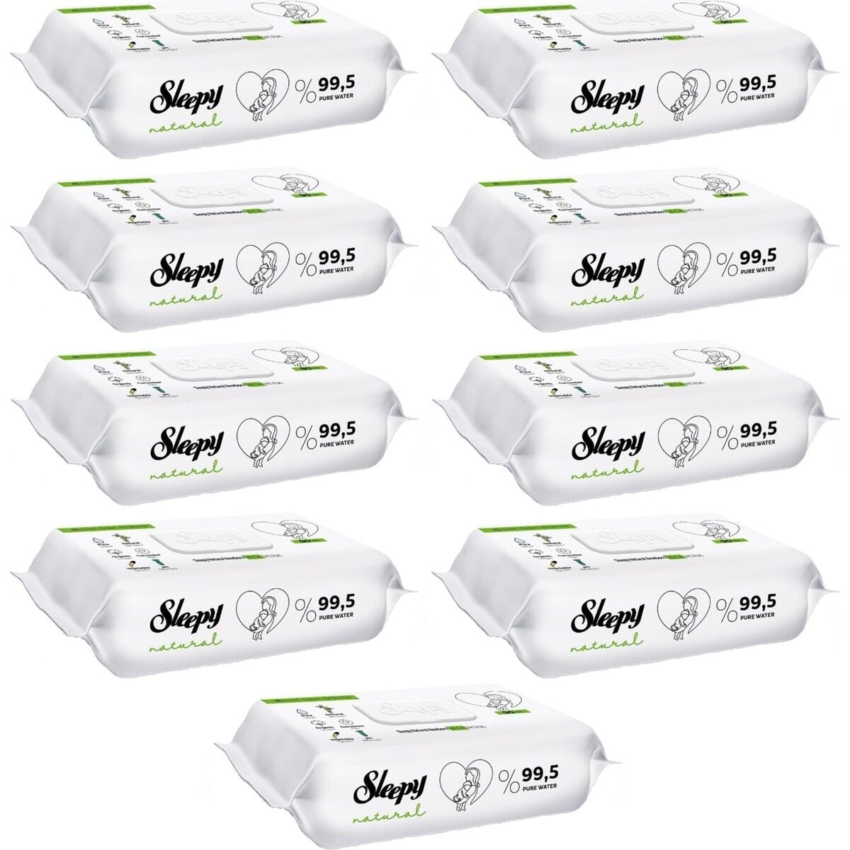 Sleepy Islak Havlu 90 Yaprak Natural Yenidoğan 9 Lu 810 Yaprak