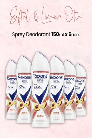 Rexona Kadın Sprey Deodorant Şeftali ve Limon Otu 150 ml x 6 Adet