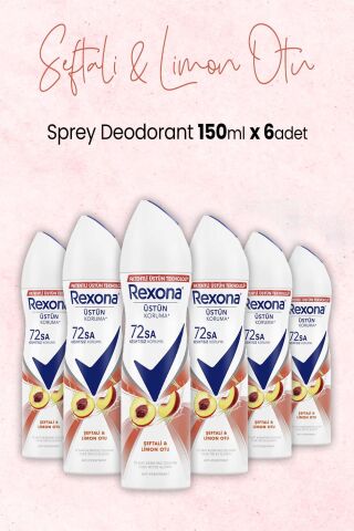 Rexona Kadın Sprey Deodorant Şeftali ve Limon Otu 150 ml x 6 Adet