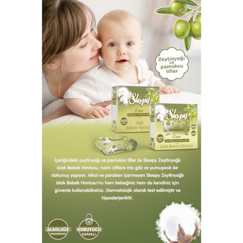 Sleepy Islak Havlu 90 Yaprak 20 Li Pamuk&zeytinyağlı