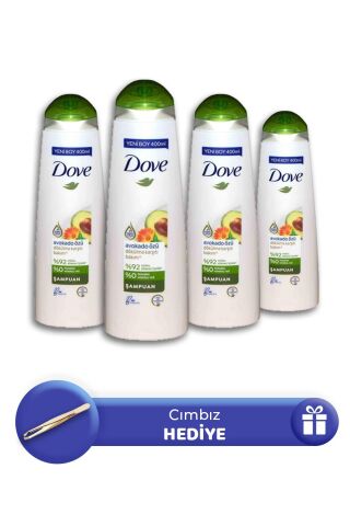 Dove Şampuan Avokado Özü 400 ml 4 Adet, Gold Cımbız Hediye