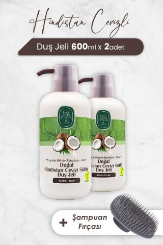 Eyüp Sabri Tuncer Hindistan Cevizi Duş Jeli 600 ml x 2 Adet ve Şampuan Fırçası
