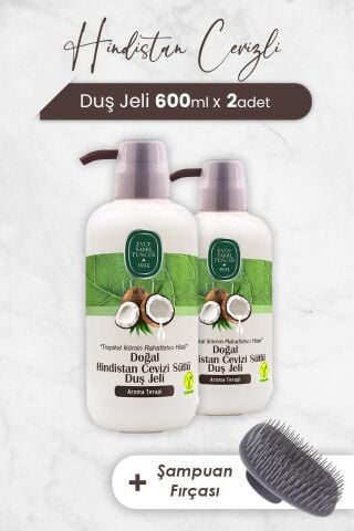 Eyüp Sabri Tuncer Hindistan Cevizi Duş Jeli 600 ml x 2 Adet ve Şampuan Fırçası