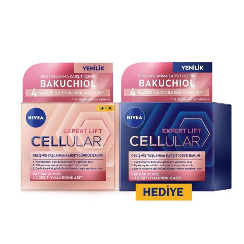 Nivea Cellular Expert Lift Saf Bakuchiol Yaşlanma Karşıtı Gündüz ve Gece Yüz Kremi 50ml