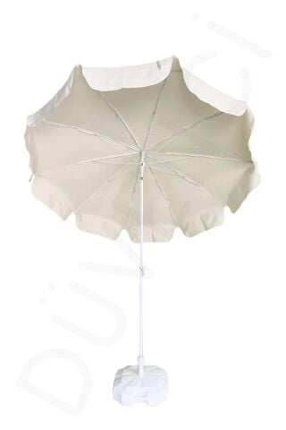 Plaj Şemsiyesi 200 Cm Beyaz Kalın Polyester Kumaş ( Bidonlu )