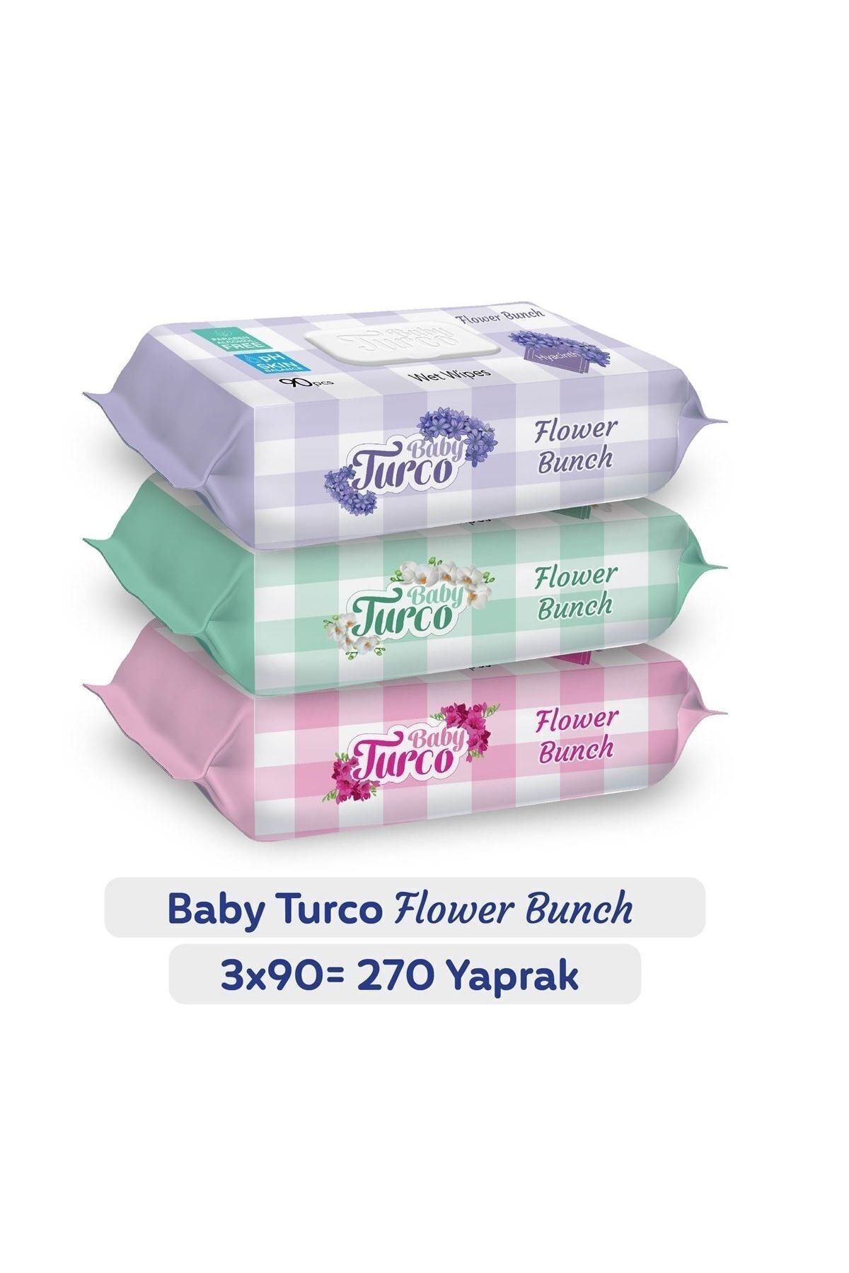 Baby Turco Flower Bunch Islak Havlu 3X90 (270 Yaprak)