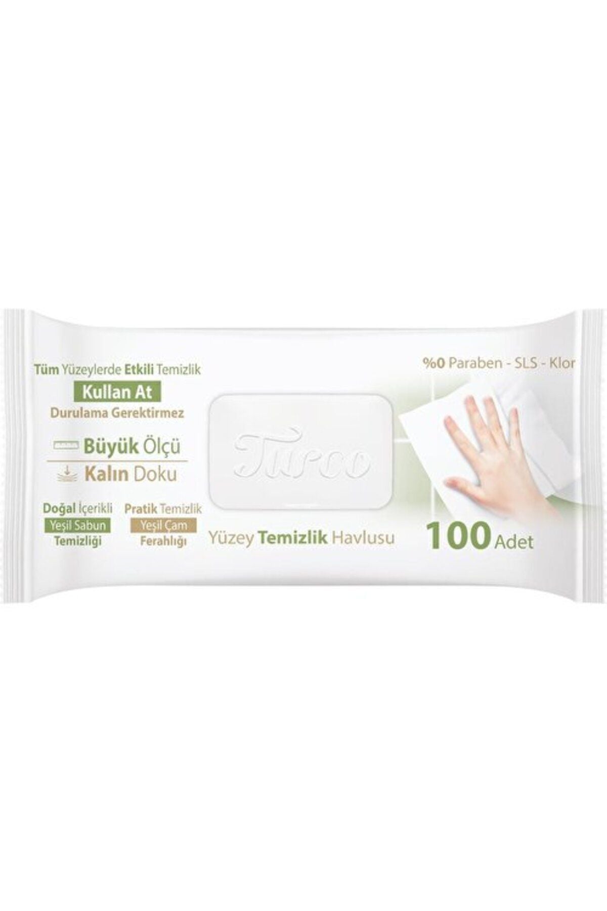 Baby Turco Yeşil Çam, Sabun Pratik Yüzey Temizlik Havlusu 100'lü