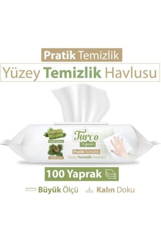 Baby Turco Yeşil Çam, Sabun Pratik Yüzey Temizlik Havlusu 100'lü