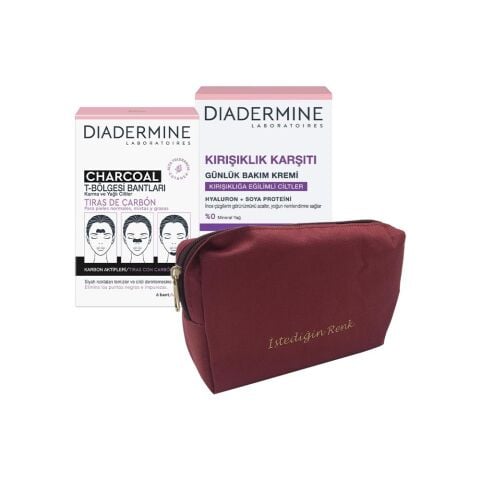 Diadermine Kömürlü T Bölgesi Bantları, Kırışıklık Karşıtı Günlük Krem ve 'İstediğin Sen' Çanta Hediyeli