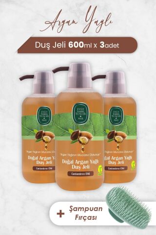 Eyüp Sabri Tuncer Argan Yağlı Duş Jeli 600 ml x 3 Adet ve Şampuan Fırçası