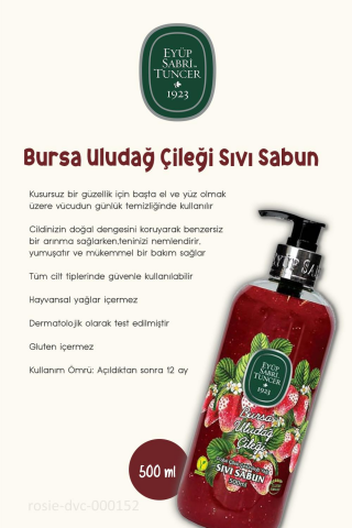 Eyüp Sabri Tuncer Bursa Uludağ Çileği Sıvı Sabun 500 ml 3 Adet ve ROSIE Pamuk