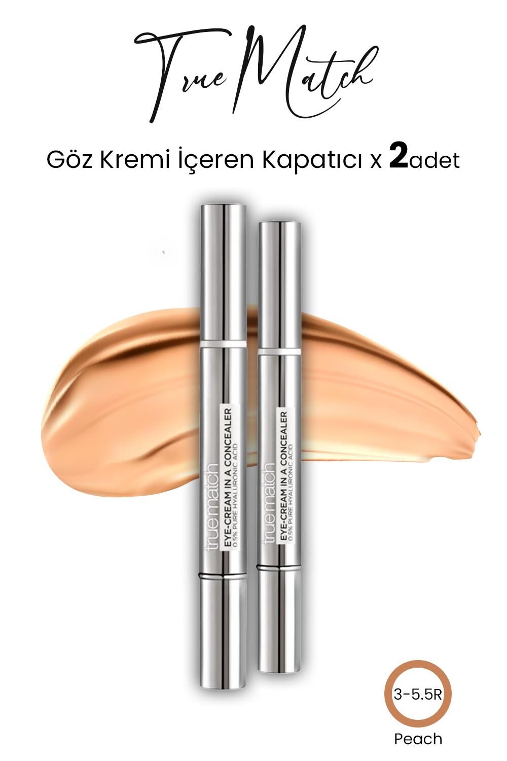 Loreal Paris True Match Göz Kremi İçeren Kapatıcı Peach 3-5.5R x 2 Adet