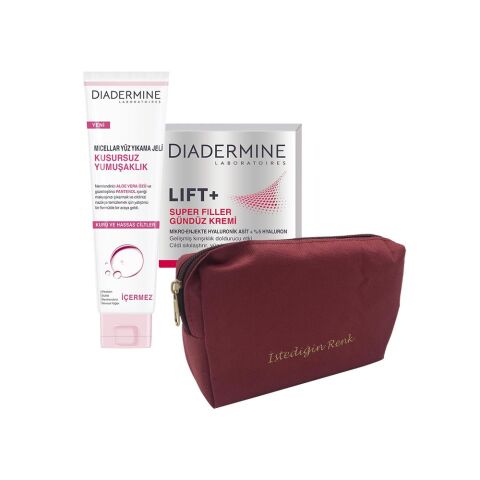 Diadermine LIFT+ Super Filler Gündüz Kremi 50 ML, Yüz Yıkama Jeli ve 'İstediğin Sen' Çanta Hediyeli