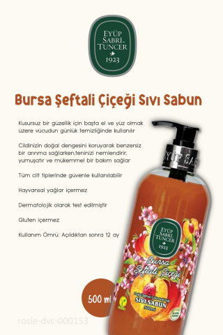 3 Adet Eyüp Sabri Tuncer Bursa Şeftali Çiçeği Sıvı Sabun 500 ml ve ROSIE Pamuk
