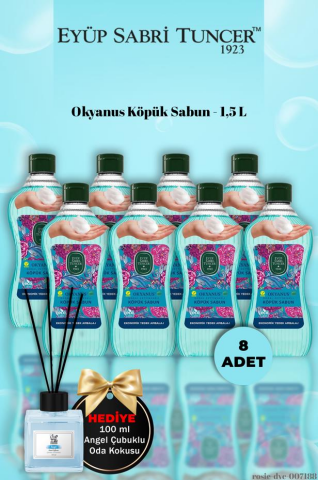 Eyüp Sabri Tuncer 8 Adet 1,5 L Okyanus Köpük Sabun Angel Koku Hediye
