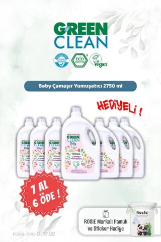 Green Clean Baby Çamaşır Yumuşatıcı 2750 ml 7 AL 6 ÖDE ve Rosie Hediye