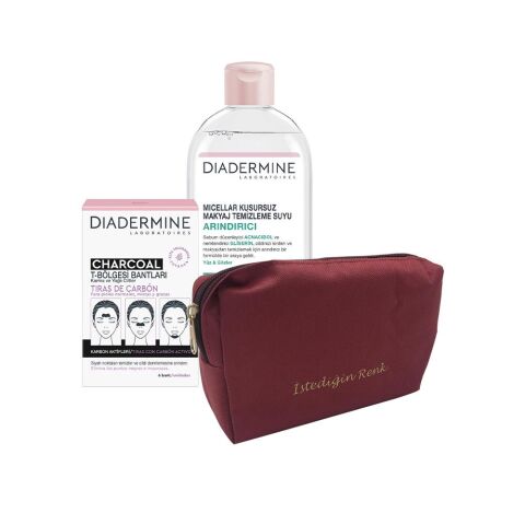 DIADERMINE Micellar Makyaj Temizleme Suyu 400 ml, T Bölgesi Bantları ve 'İstediğin Sen' Çanta Hediyeli