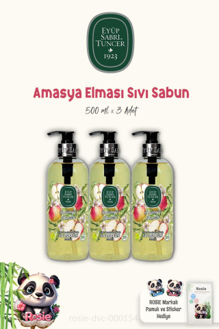 Eyüp Sabri Tuncer 3 Adet Amasya Elması Sıvı Sabun 500 ml ve ROSIE Doğal Pamuk