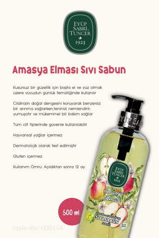 Eyüp Sabri Tuncer 3 Adet Amasya Elması Sıvı Sabun 500 ml ve ROSIE Doğal Pamuk