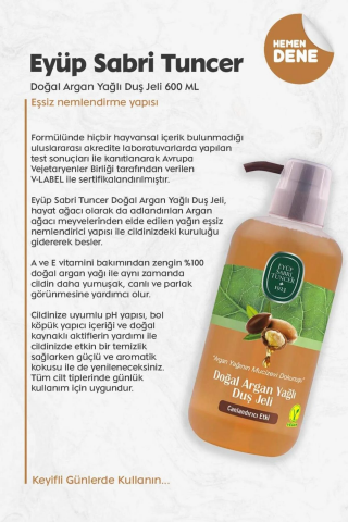 Eyüp Sabri Tuncer Doğal Argan Yağlı Duş Jeli 600 ml 3 Adet ve ROSIE Pamuk