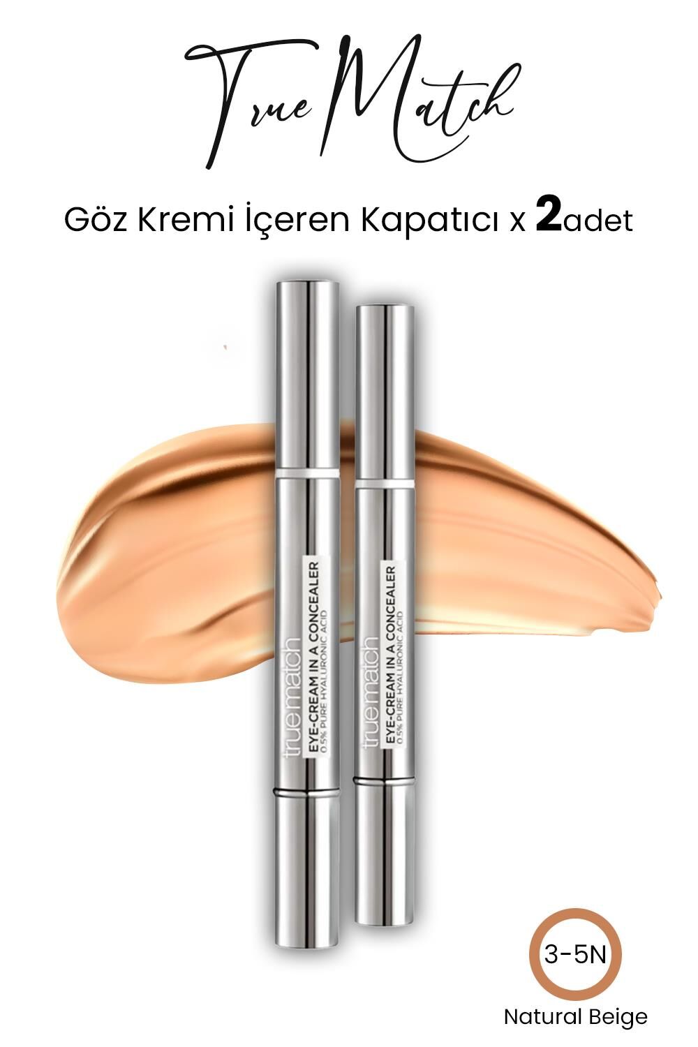 Loreal Paris True Match Göz Kremi İçeren Kapatıcı Natural Beige 3-5N x 2 Adet